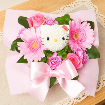ハローキティフラワーアレンジ（ピンク）／キティちゃんのお花屋さん