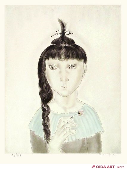 藤田嗣治 花を持つ少女 | 絵画など美術品の販売と買取 | 東京・銀座