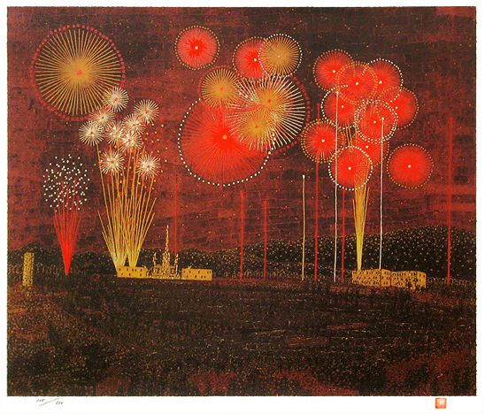 山下清 富田林の花火（大） | 絵画など美術品の販売と買取 | 東京