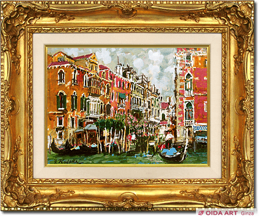 赤い舟】油彩画 井田繁作ベネチアの 【公式通販】