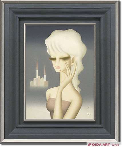 a*a様 東郷青児、絵画、油彩4号、白い手袋、肉筆、新品額縁、鴨居玲