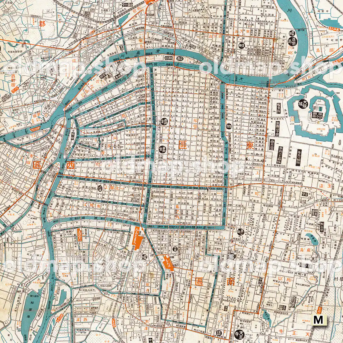 実地踏測 大阪市街全図 明治44年(1911) 古地図 – 古地図素材データの