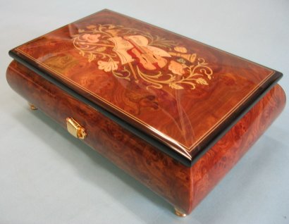 オルゴール屋ドットコム 30弁高級イタリア象嵌宝石箱（茶）オルゴール