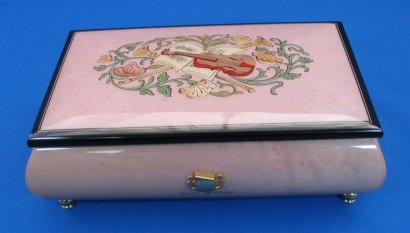 オルゴール屋ドットコム 30弁高級イタリア象嵌宝石箱（ピンク）オルゴール