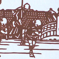 東海道五十三次「日本橋」（豆色紙）￥5,390 伊勢型紙インテリア額