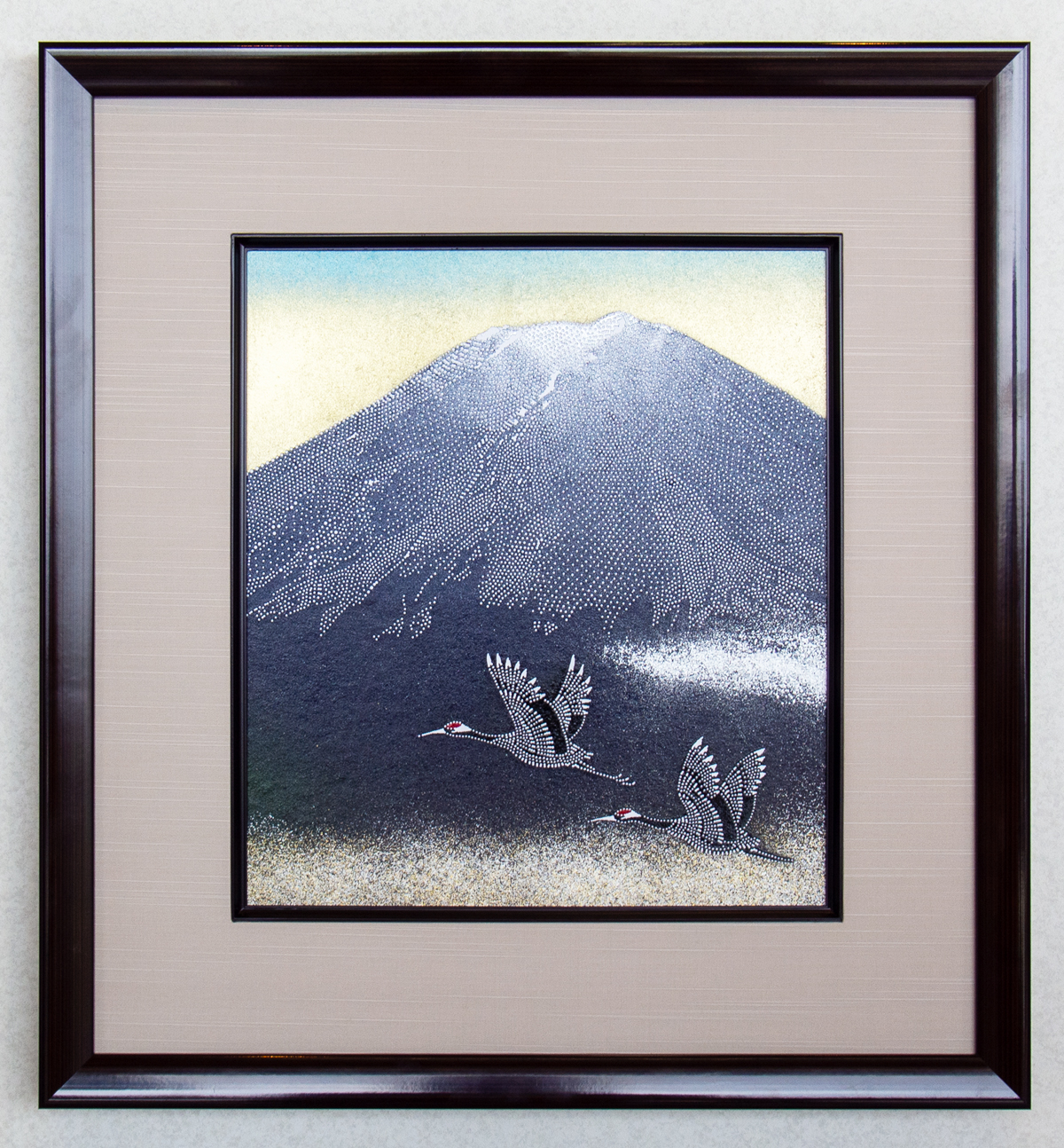 夫婦鶴に富士」伊勢型紙インテリア額 | 伊勢型紙専門店おおすぎ（株式