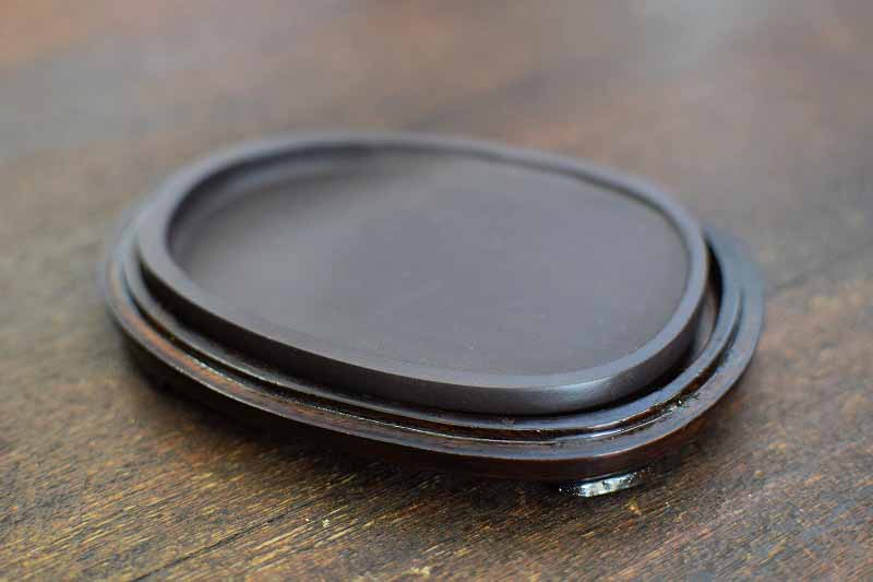 端渓硯麻子坑 楕円携帯用硯4インチ | 書道用品専門店【大阪教材社】