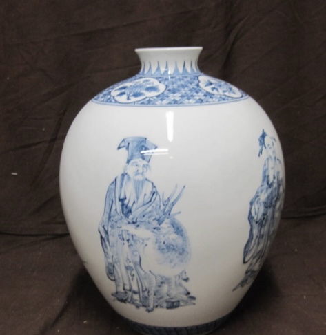 井上萬二 花瓶 花器 人物画 人間国宝 白磁 染付 | 食器・ブランド食器