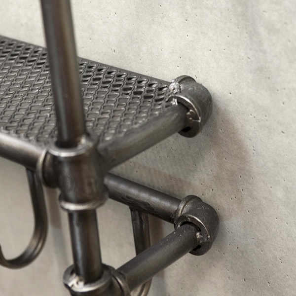 インダストリアルメタル フック付きウォールシェルフ , 大人の