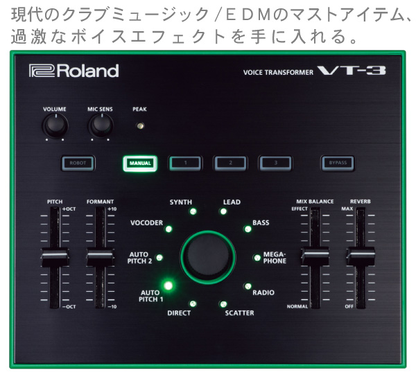 ROLANDのボイスエフェクター、VT-3のご紹介ページです。