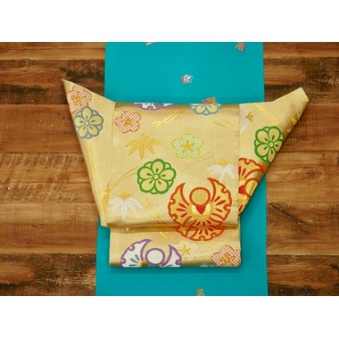 七五三 袋帯 西陣織 正絹 祝帯 3歳 5歳 7歳 結ぶタイプのジュニア用