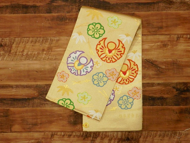 七五三 袋帯 西陣織 正絹 祝帯 3歳 5歳 7歳 結ぶタイプのジュニア用