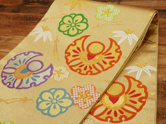 七五三 袋帯 西陣織 正絹 祝帯 3歳 5歳 7歳 結ぶタイプのジュニア用