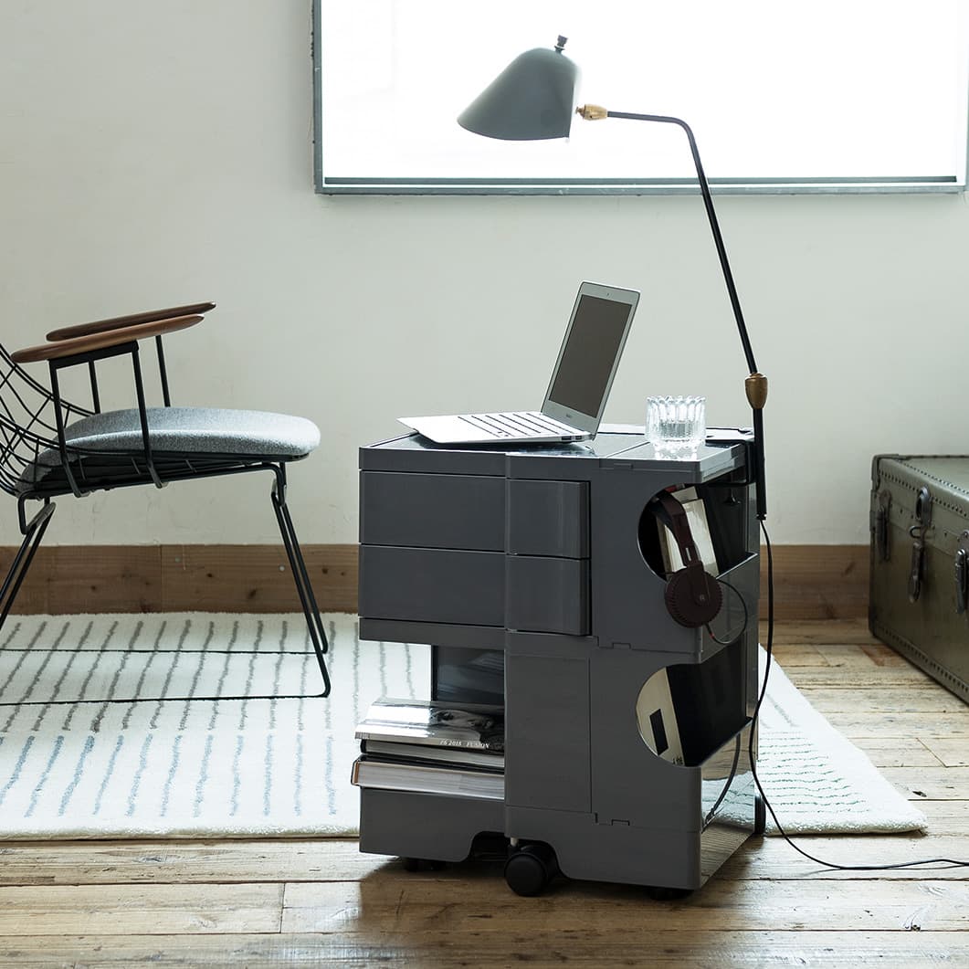 ボビーワゴン 2段2トレイ ブラック(ブラック)：ホーム