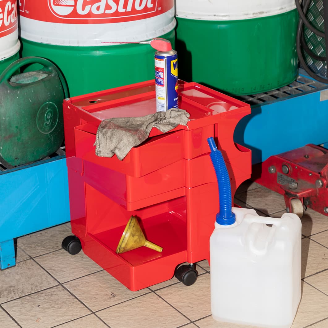 ボビーワゴン 2段2トレイ レッド(レッド)：ホーム