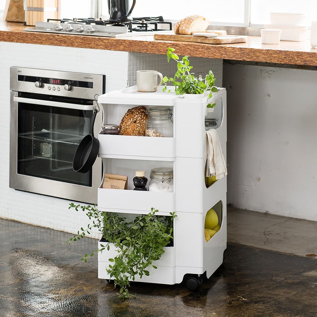 ボビーワゴン 3段5トレイ トルネードグレー(トルネードグレー)：ホーム