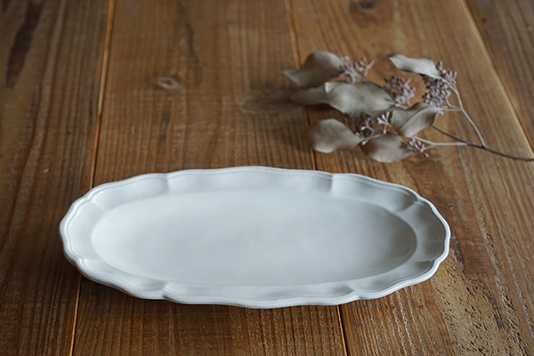 よしざわ窯 白い西洋長楕円皿｜和食器の通販 monsen