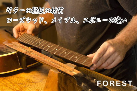 ギターの指板の材質。ローズウッド、メイプル、エボニーの違いと特徴