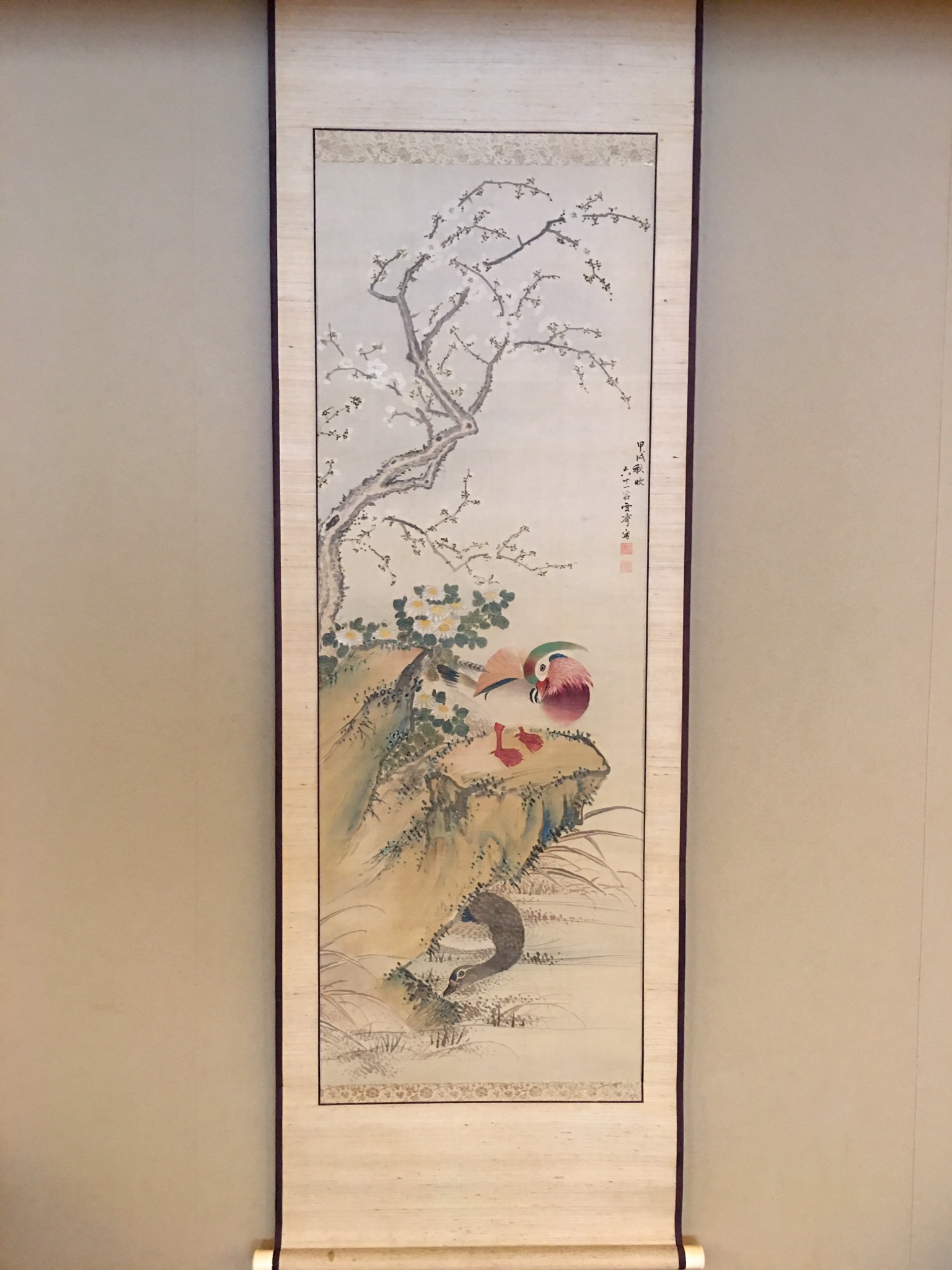 真作/梅丘/雪中鶴図/正月掛軸/花鳥図/掛軸/名家伝来/AE-188 真作/梅丘