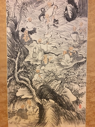 藤本鉄石 十六羅漢渡海図｜古美術・掛け軸の販売・買取・鑑定-松本松栄堂