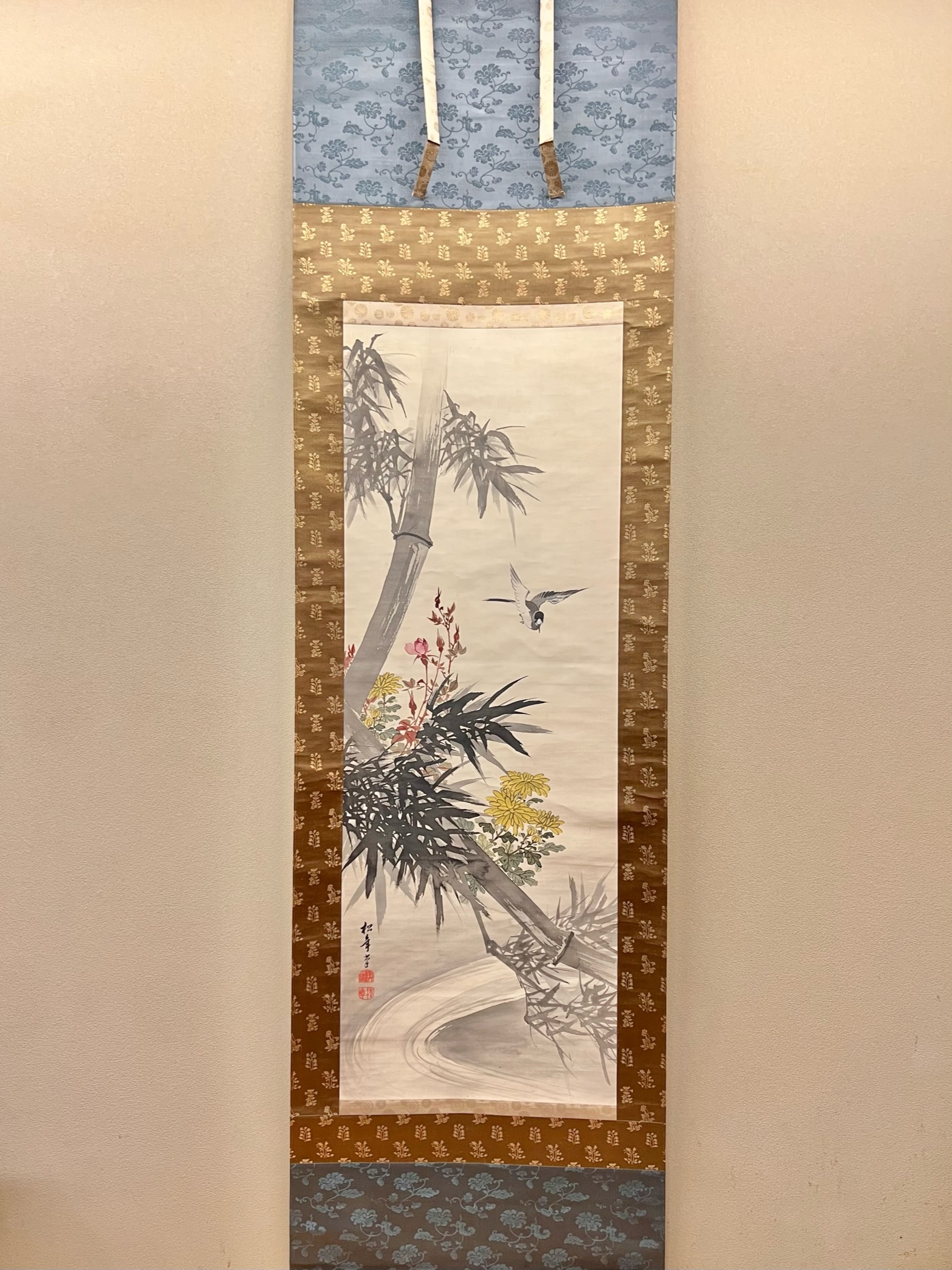 鈴木松年 渓竹鶺鴒図｜古美術・掛け軸の販売・買取・鑑定-松本松栄堂