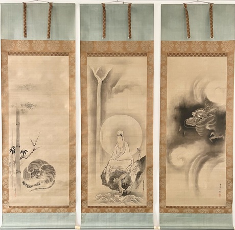 狩野雪信 中観音図、左右龍虎図｜古美術・掛け軸の販売・買取・鑑定