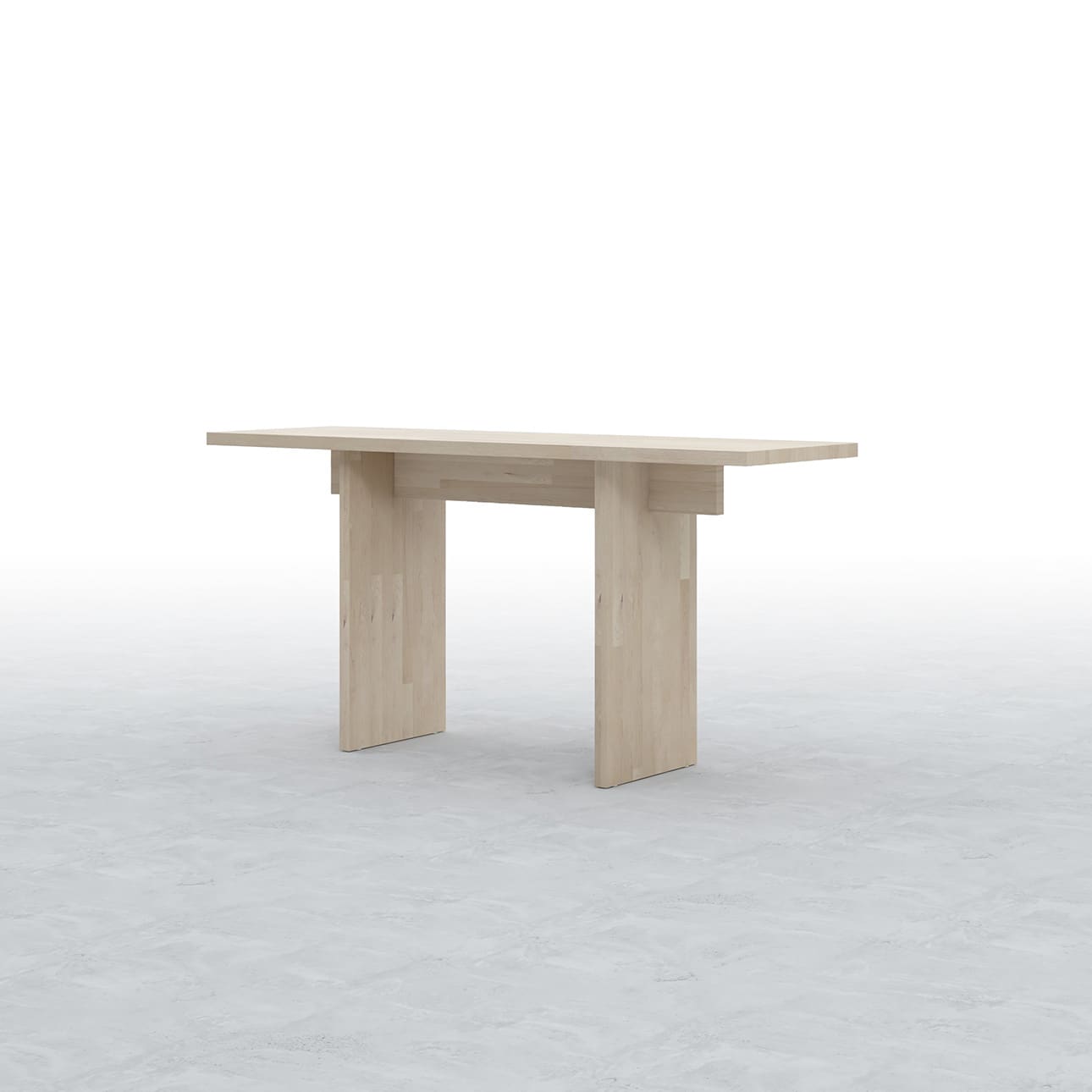 コンソールデスク 木製脚 幅1500×奥行450㎜ ラバーウッド（クリアー