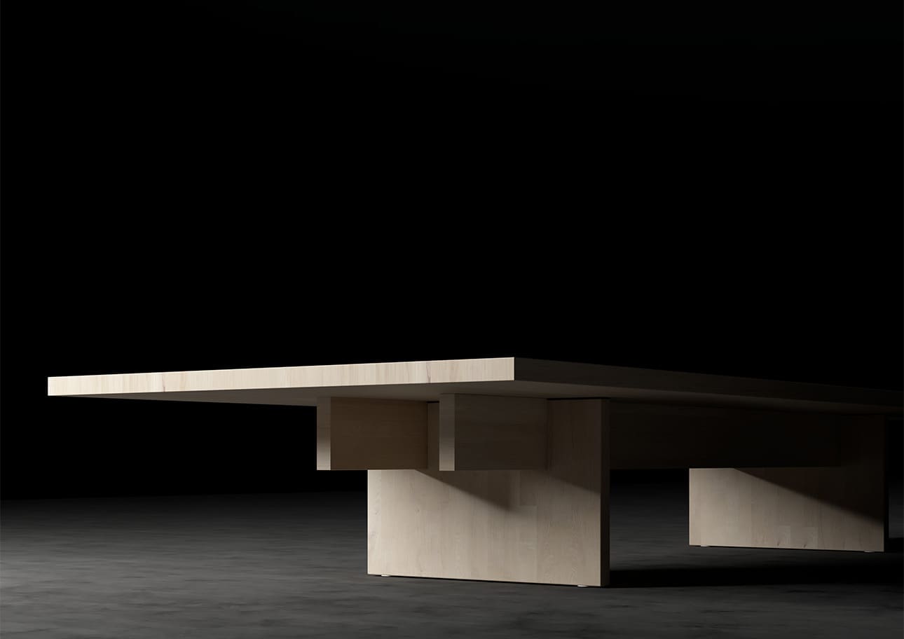 座卓 木製脚 幅2400×奥行900㎜ ラバーウッド（クリアー）リビング