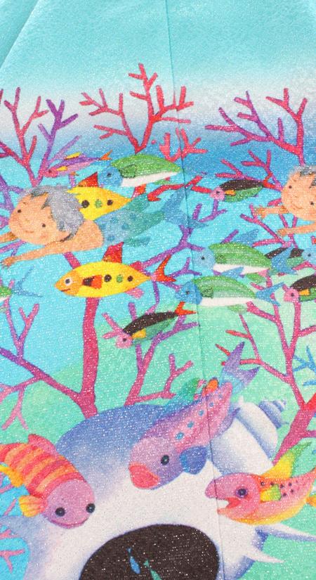 七五三/5才着物レンタル13点セット/水色/〔永田萌〕/水族館の柄/R5-002