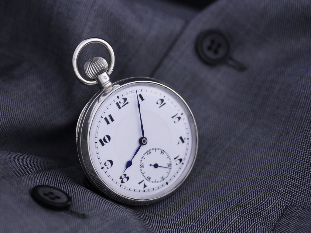 英国製銀無垢アンティーク懐中時計 【1919年頃】