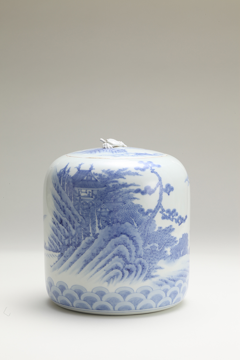 染付山水人物水指 ｜ みかわち焼 三川内焼- 総合サイト