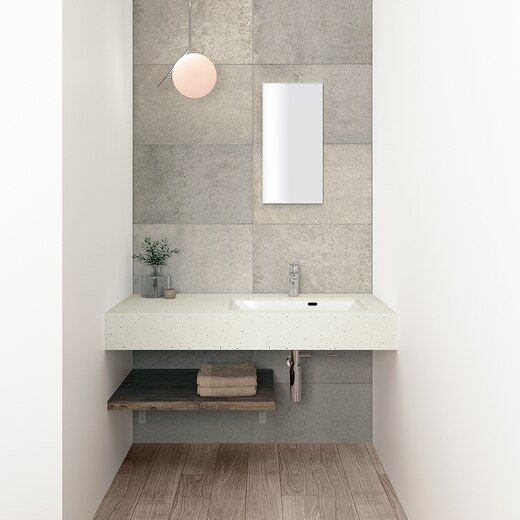 フィオレット W1200 側面化粧無し パウダーホワイト/センターボウル