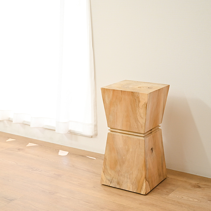 チーク材 無塗装 スクエアスツール 四角 C491XXを激安で販売する京都の