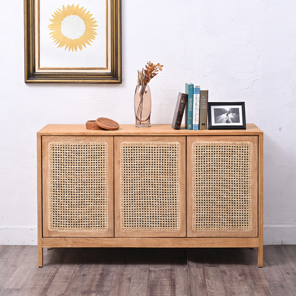 CALM ラタン×チーク無垢材 KAGOME キャビネット 120cm幅 G688XPを激安