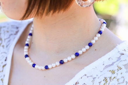 淡水パール＋ラピスラズリ ネックレス 約41cm21-61/パワーストーン