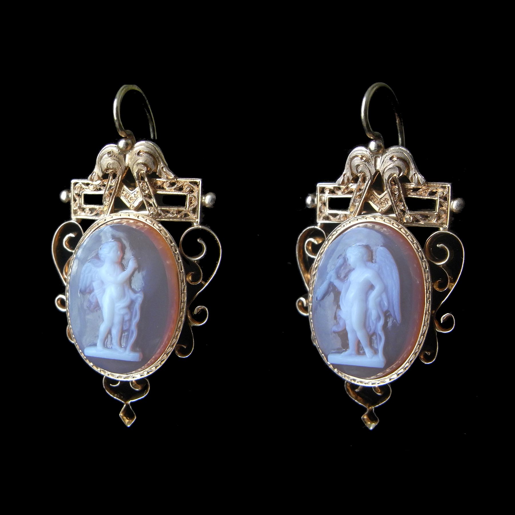 クピド（天使）アンティークカメオピアス | ルーヴルアンティーク