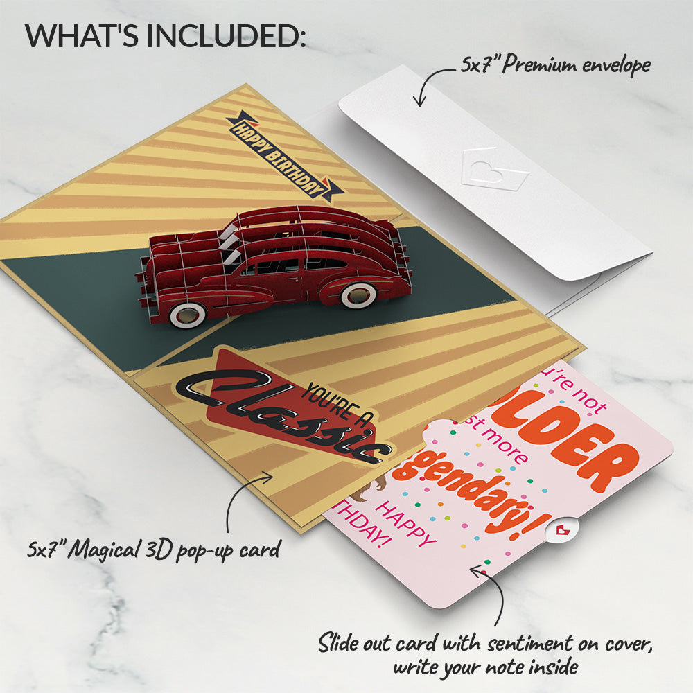 Happy Birthday Classic Car Pop-Up Card and Sentiment Set – Lovepop