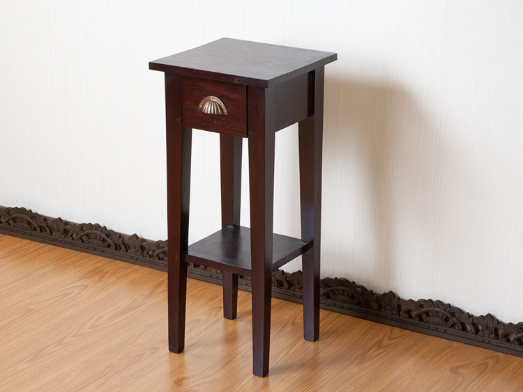 マホガニー無垢材のテレフォンスタンド。お部屋も一気にアジアンに