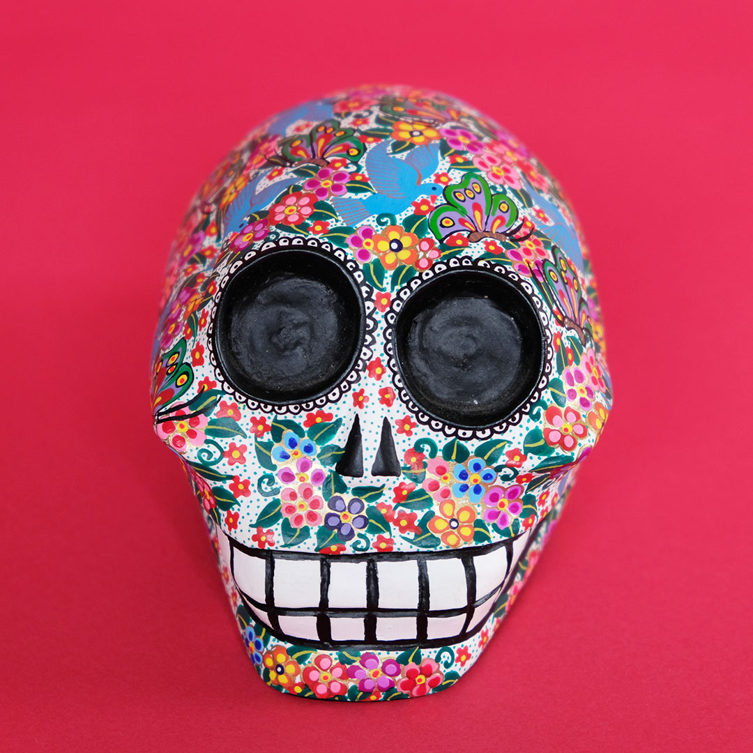 花柄ガイコツ - LABRAVA [メキシコ 民芸 フォークアート 雑貨]