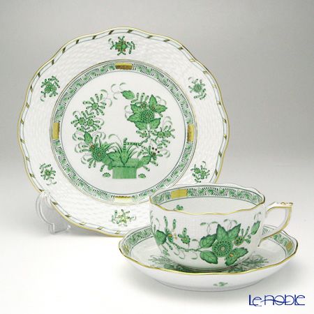 ヘレンド インドの華グリーン トリオセット | ブランド洋食器専門店ル