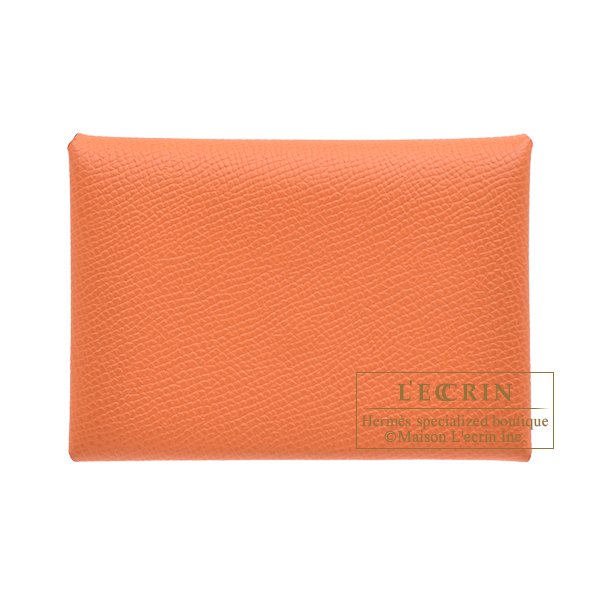 Hermes Calvi Duo Orange Epsom leather Silver hardware | L'ecrin