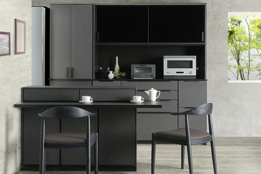 廃番】ブラックカラーが印象的 ダイニングボード - 食器棚・キッチン
