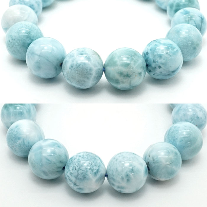 良質】うるぷるラリマー 13㎜ ブレスレット 美品 ブルーペクトライト