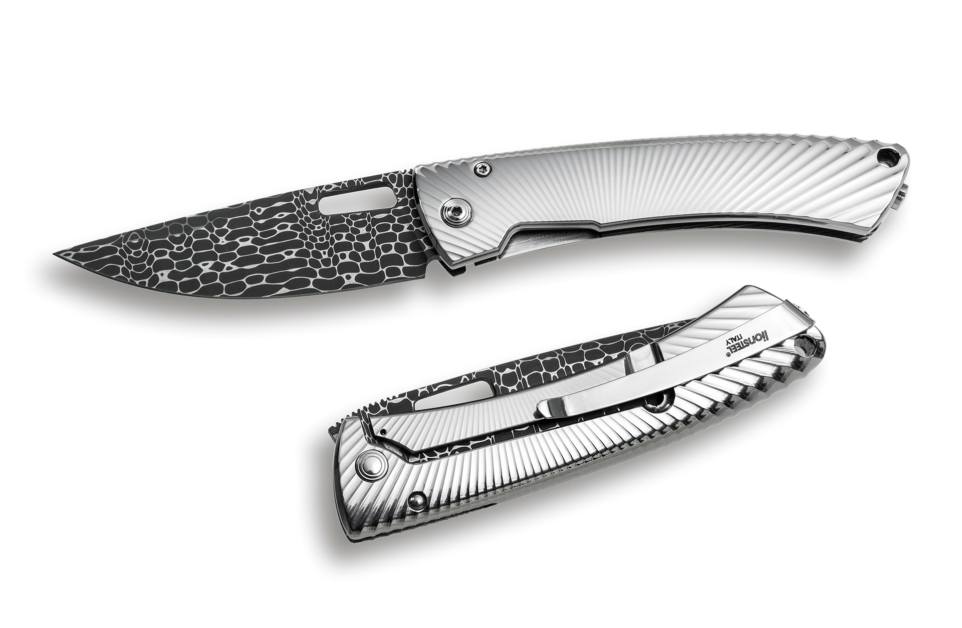TS1 Damascus Lizard, Grey shine handle - lionSTEEL