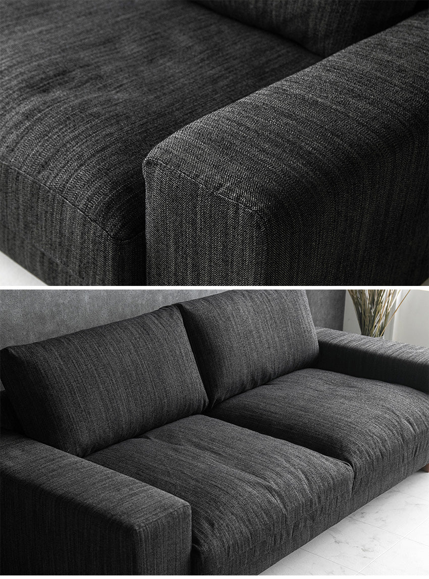 lushroom ソファ 3人掛け ファブリック フェザー 天然木脚 ブラック