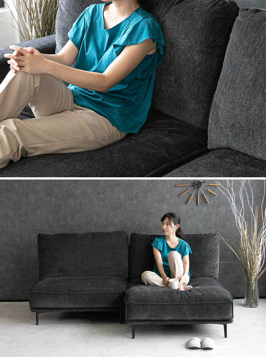 lushroom カウチソファ 3人掛け 4人掛け ファブリック 片肘 肘無し