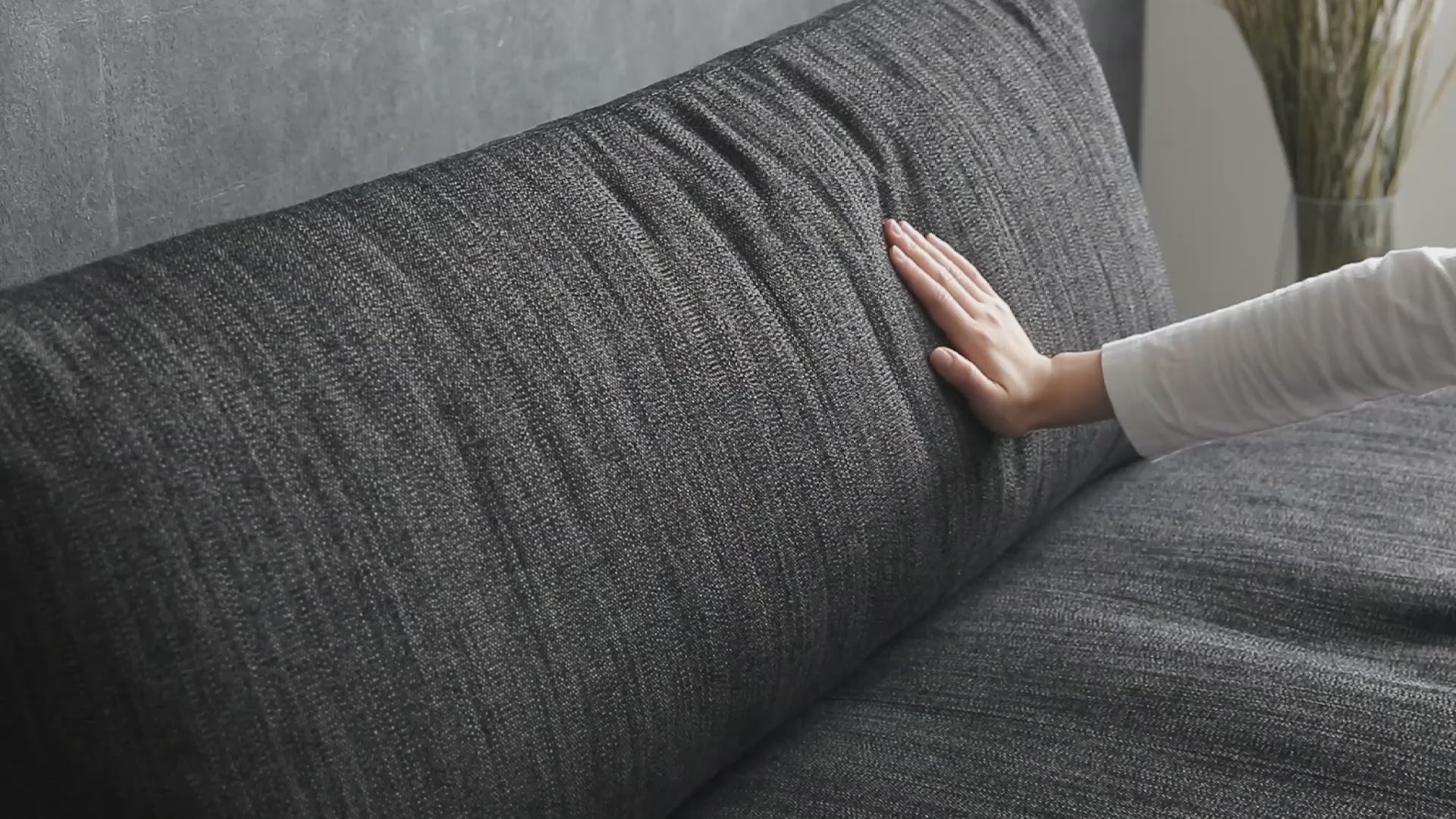 lushroom ソファ 3人掛け ファブリック フェザー 天然木脚 ブラック