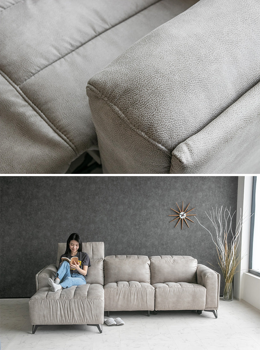 lushroom 電動 リクライニング カウチソファ ファブリックレザー 3人