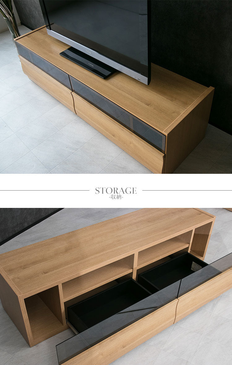 lushroom テレビボード スモークガラス 引き出し 収納 テレビ台