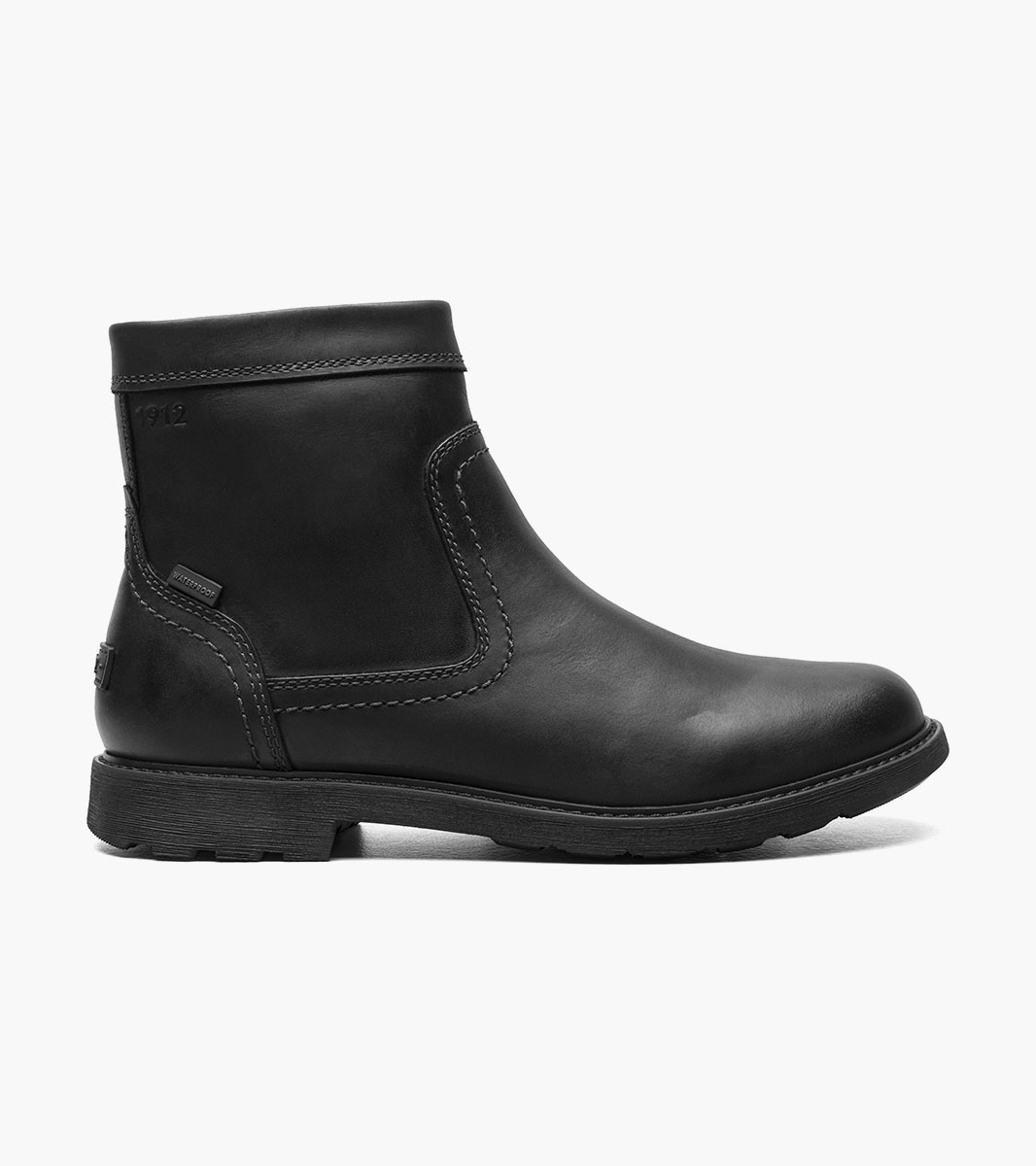 1912 Waterproof Plain Toe Side Zip Boot Men's Casual Shoes